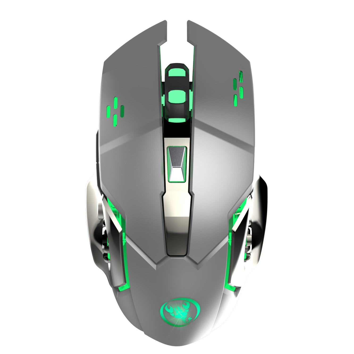 Mới 2.4GHz Silent Chuột Không Dây Chơi Game 2400DPI Sạc 7 Màu Đèn Nền Chuột USB Quang Chuột Chơi Game Cho máy Tính Laptop