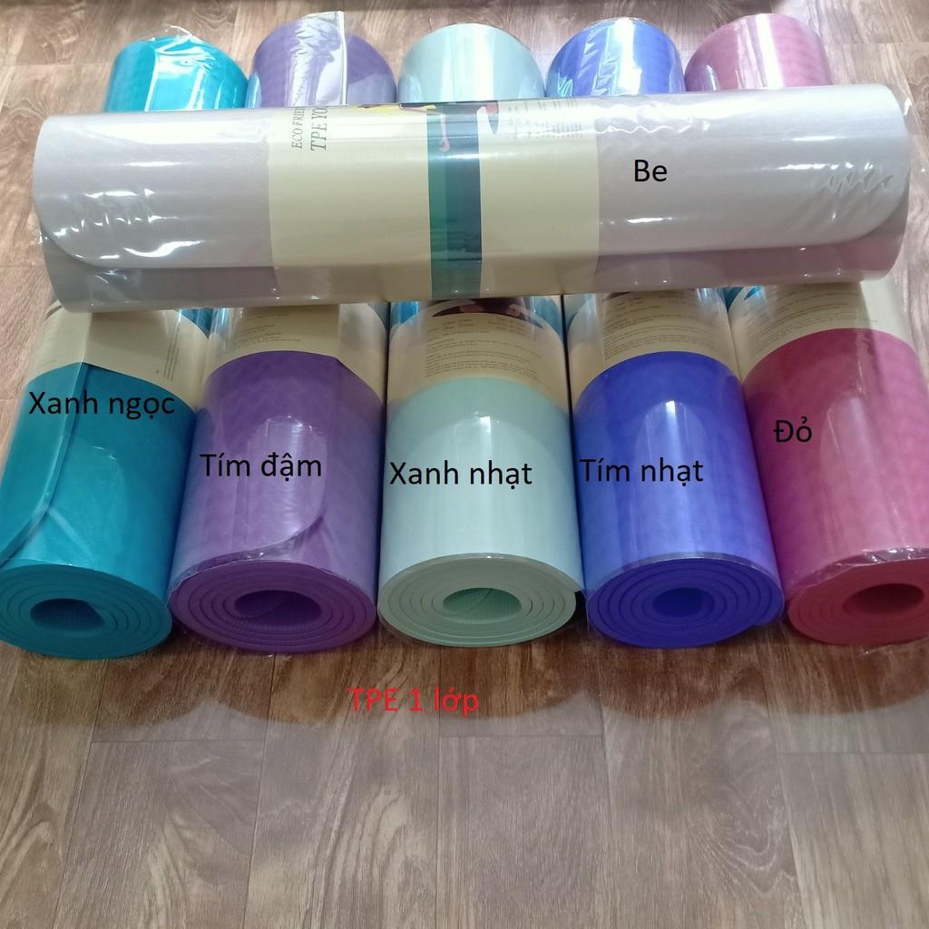 Thảm tập yoga TPE 8mm Đúc 1 lớp tặng dây buộc