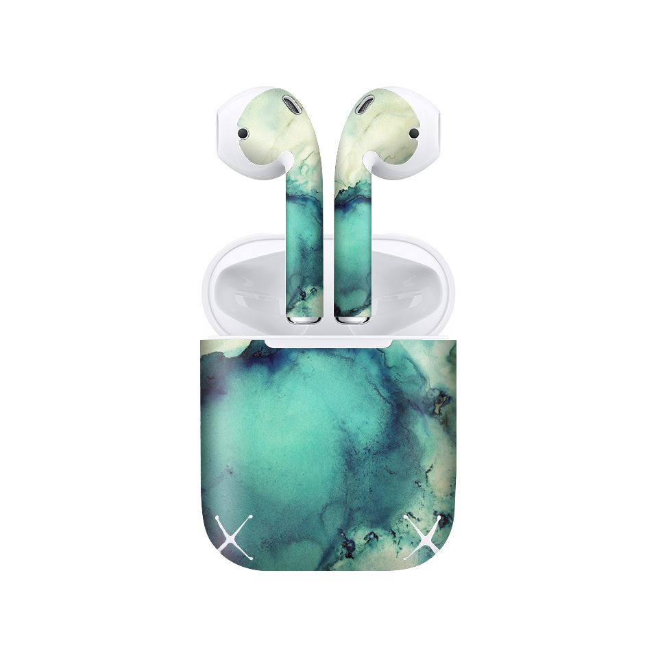 Miếng dán skin chống bẩn cho tai nghe AirPods in hình giả sơn mài - GSM026 (bản không dây 1 và 2