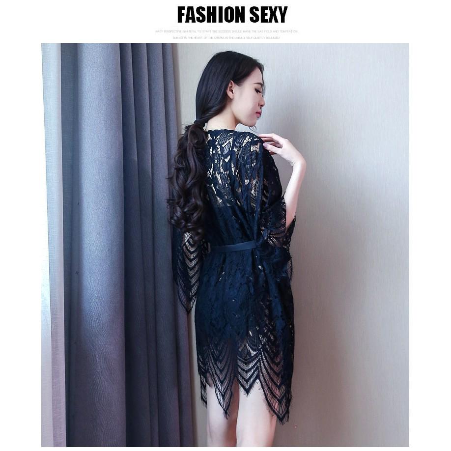 Váy ngủ / Áo Choàng ren tầng sexy kèm chíp MS1491
