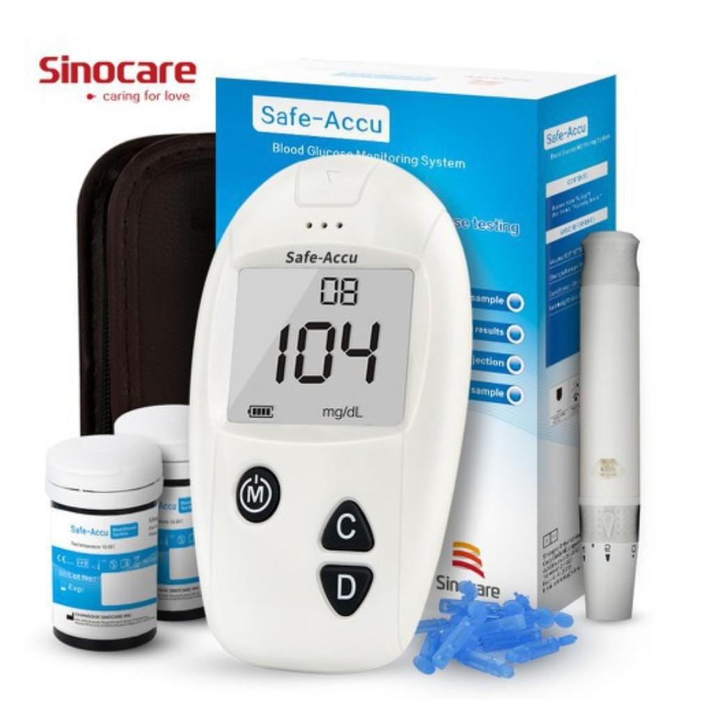 Máy Đo Đường Huyết Sinocare Safe-Accu Chính Hãng, Bảo Hành Trọn Đời, Kèm Bút Chích Máu, 25 Que &amp; 25 Kim