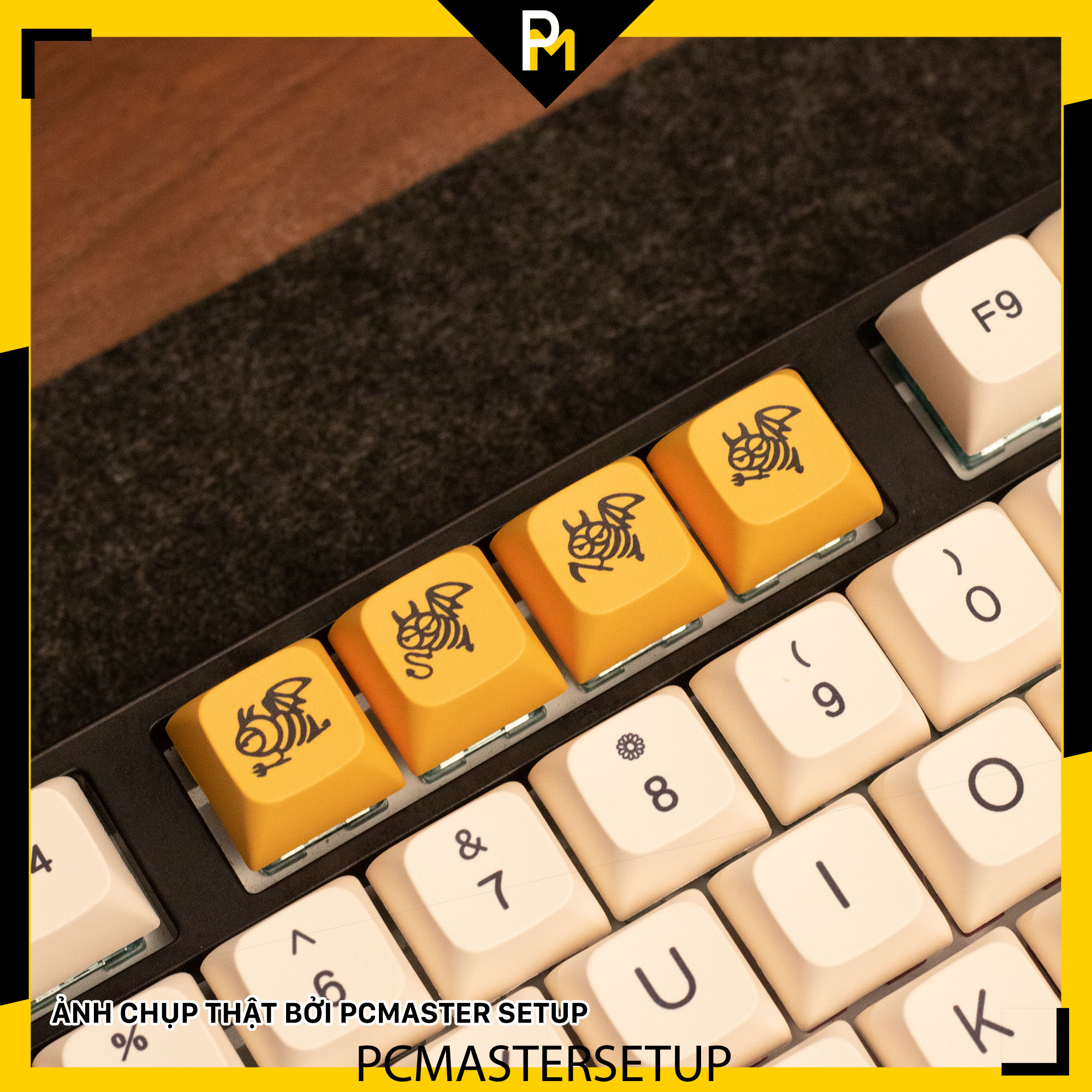 Keycap xda pbt Honeybee and milk cao 9.5mm nút cho bàn phím cơ 140 phím