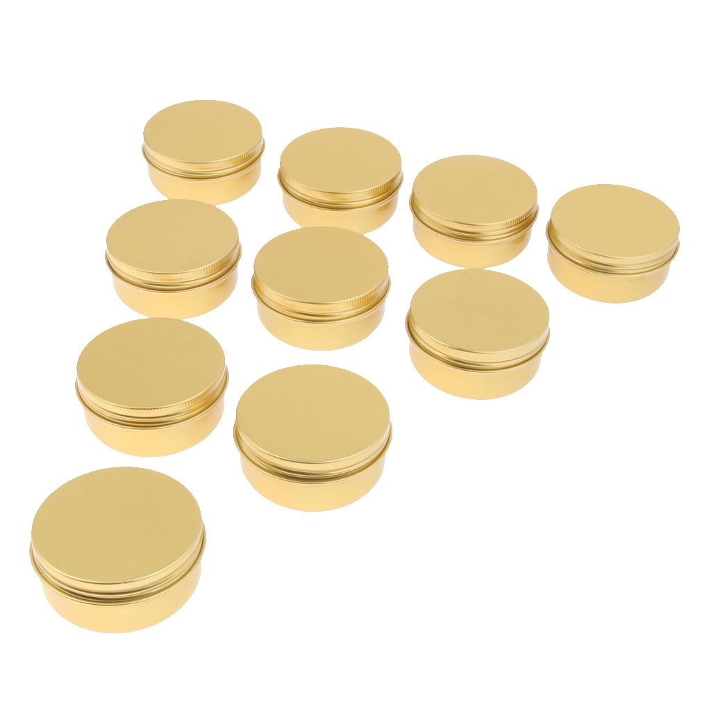 10 Pieces Round Aluminum Cream Empty Lip Balm Candles Container Jars Tin