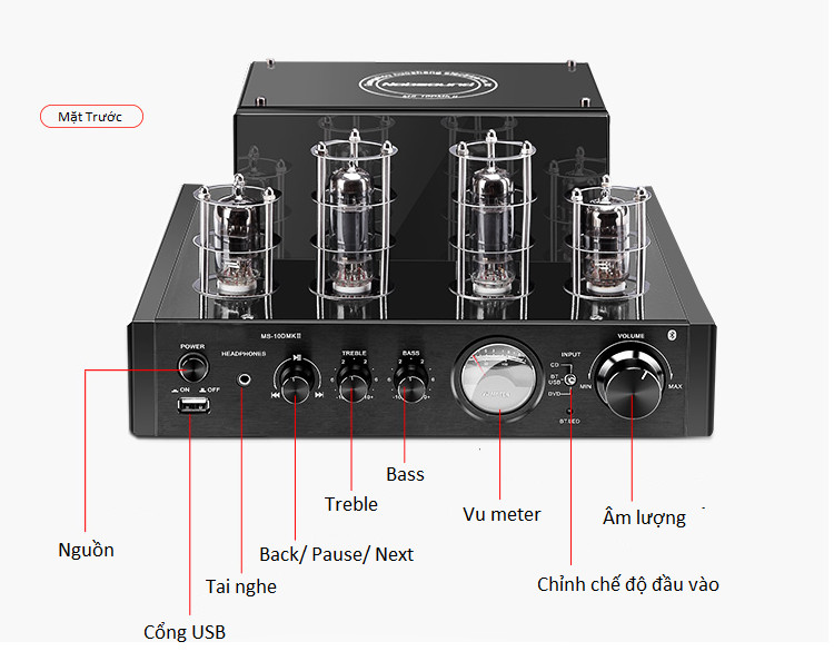 Bộ khuếch đại âm thanh  Amply MS-10D MKII tích hợp ADC có Bluetooth Phiên bản mới nhất 2019