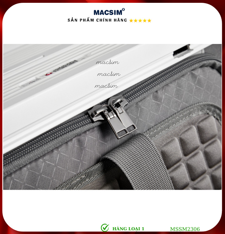Vali cao cấp Macsim SMLV2306 cỡ 20 inch màu trắng - Hàng loại 1