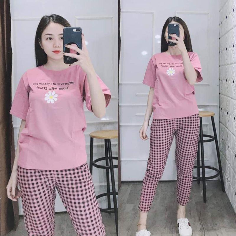 Đồ bộ mặc nhà thun cotton, đồ bộ nữ đẹp chất liệu thun cotton co giãn 4 chiều