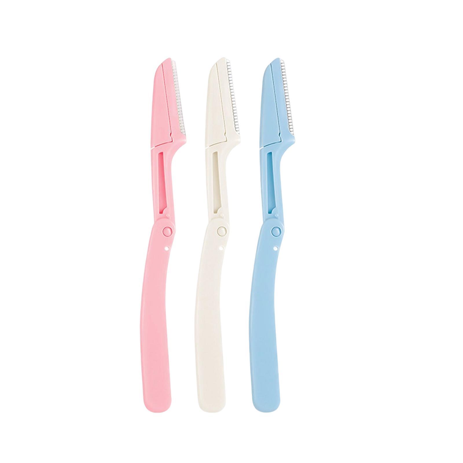 3Pcs Folding Eyebrow Handheld Makeup Tool Reusable Manual Detailing Smoothing Women Men Portable Facial Hair Remover for Legs Salon