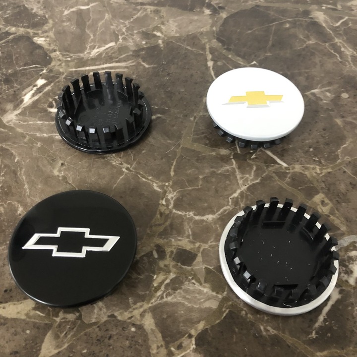 Logo chụp mâm, ốp lazang lắp cho bánh xe ô tô Chevrolet GZ68, chất liệu nhựa ABS, đường kính ngoài 68mm, đường kính trong 57mm