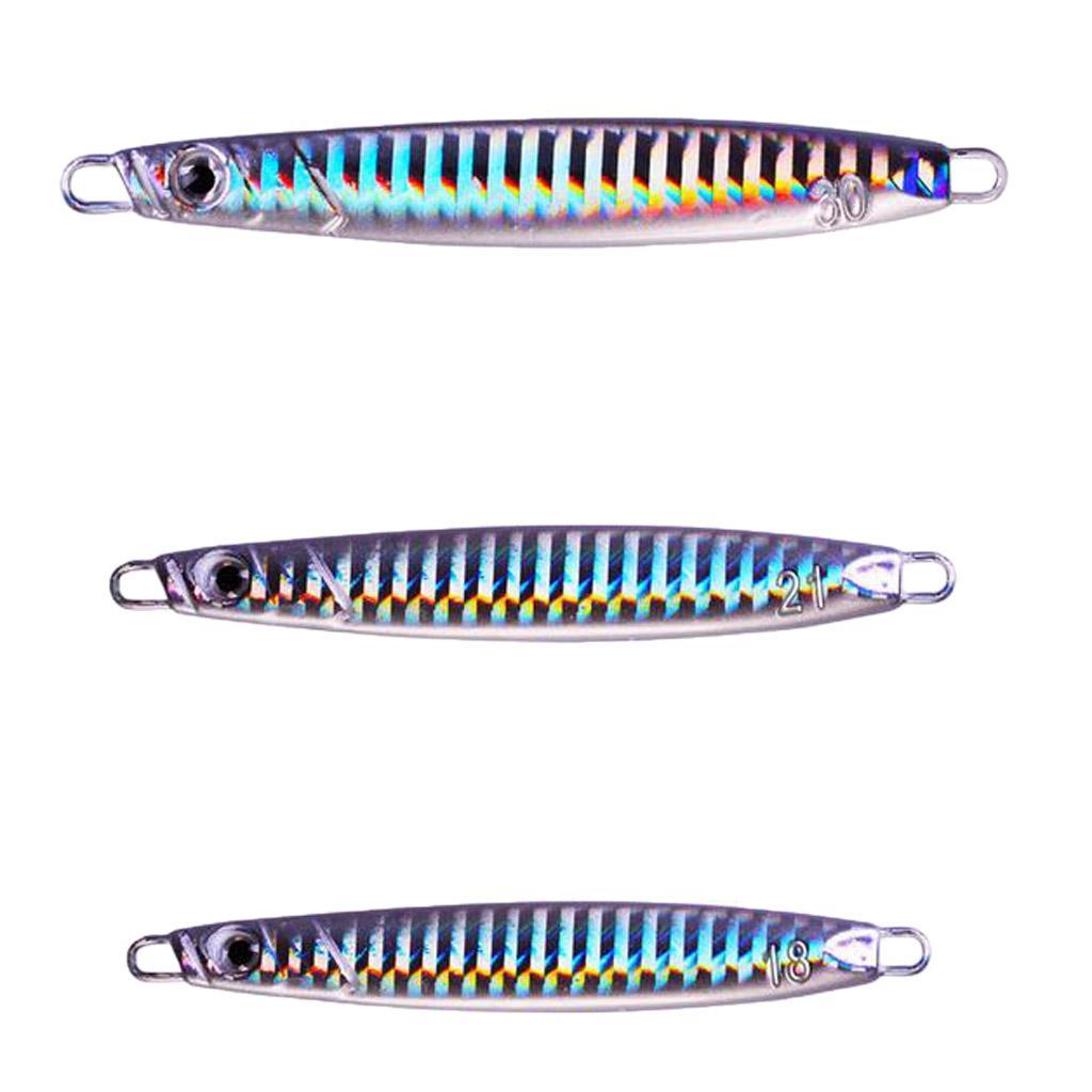 3 Pieces Metal Fishing Jig Baits 18g 21g 30g 3D Bionic Jigging Fishing Lures Fishing Tackle