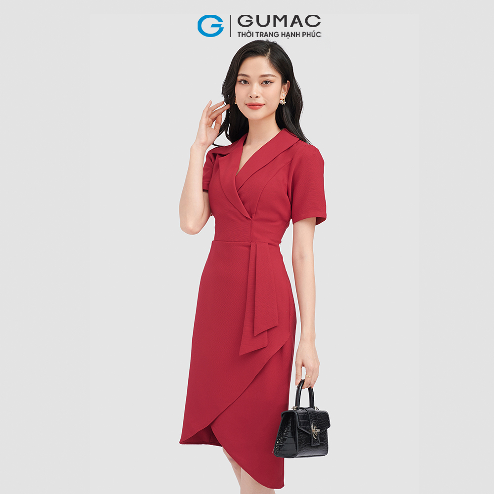 Đầm body GUMAC DC08099 đầm body tulip cổ giả vest