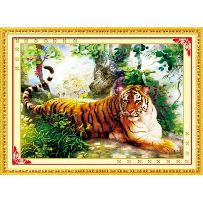 Tranh Đính Đá MÃNH HỔ (ĐÁ ABC CAO CẤP). Kích Thước : 84cm x 59cm