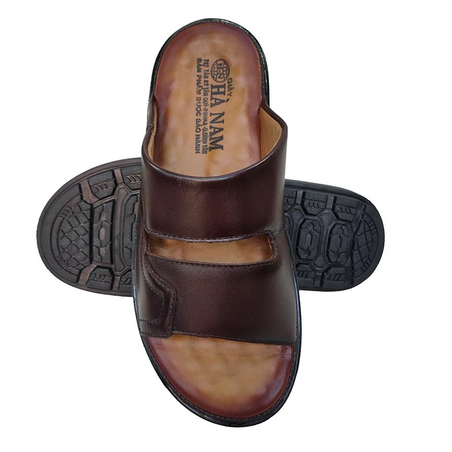 Dép Nam Quai Ngang HÀ NAM Da Bò Thật Cao Cấp DNA2186