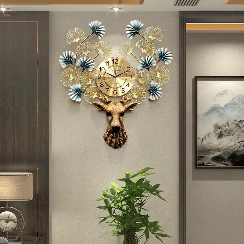 Đồng hồ treo tường trang trí Tuần Lộc decor TL1 kích thước 76 x 72 cm