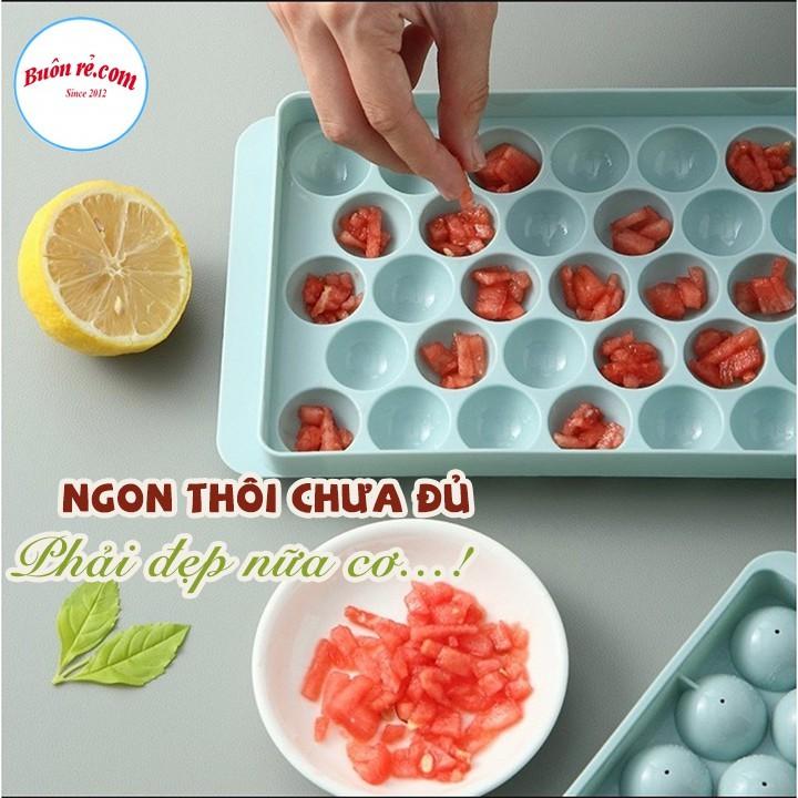 Khay đá bi tròn tủ lạnh 33 viên có nắp đậy, Khuôn làm thạch hoa quả hình bi tròn ngộ nghĩnh -br01349