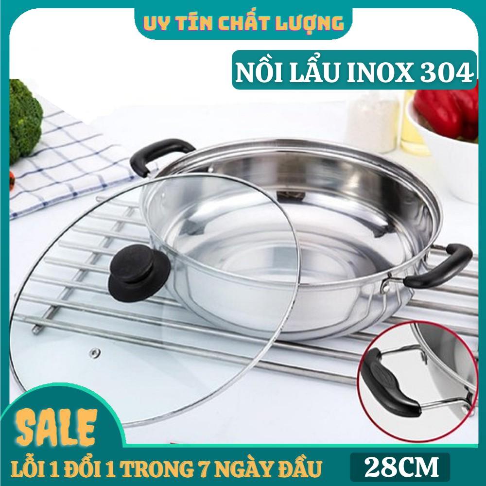 Nồi lẩu nắp kính 28cm dùng cho bếp từ và bếp hồng ngoại