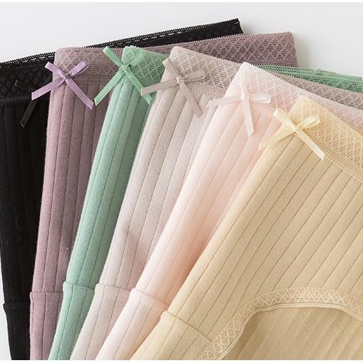 Quần lót nữ, quần cotton tăm gân phối nơ thấm hút mồ hôi Q/C064
