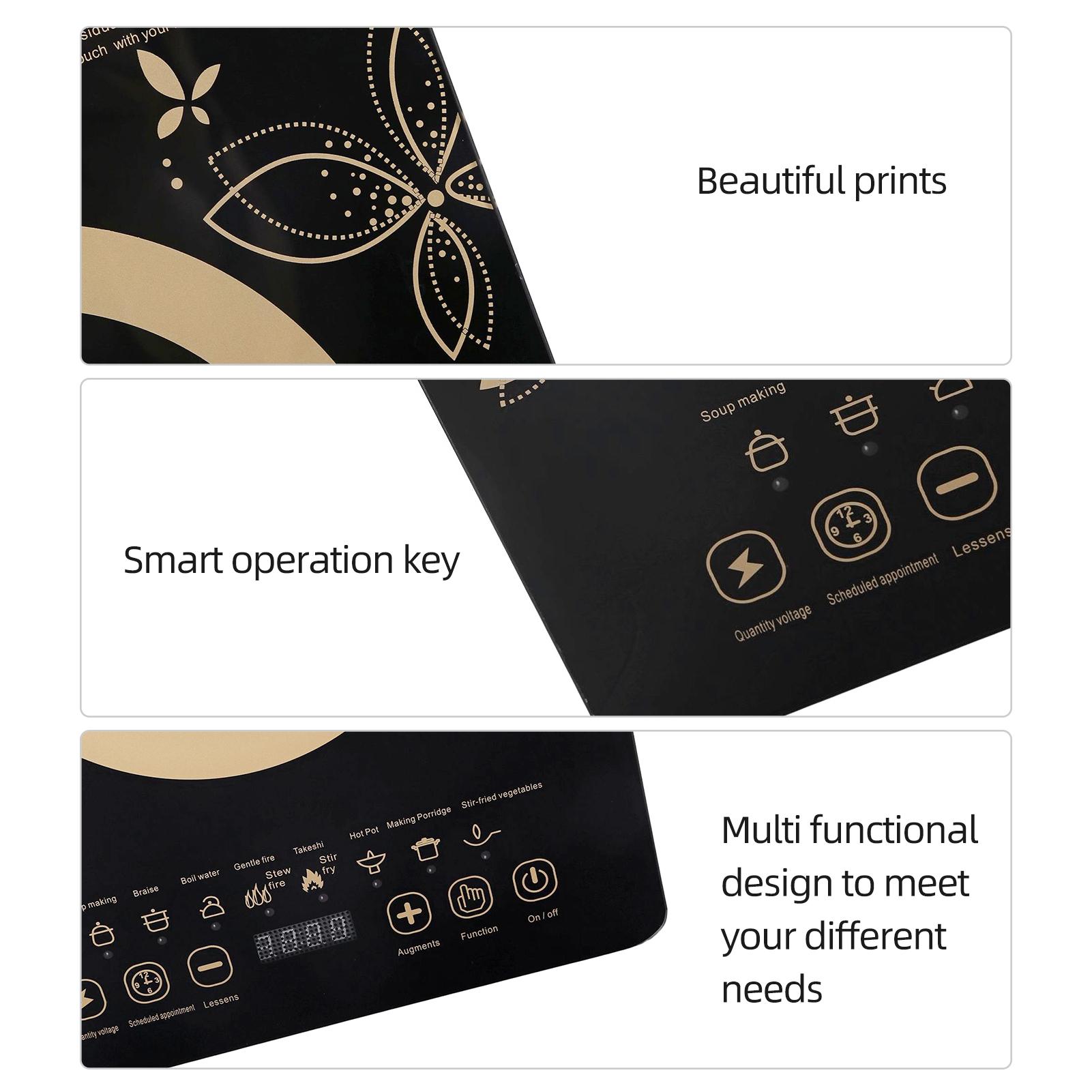 Induction Cooker Home Smart Kitchen Appliances 2200W High Power Smart Touch Screen Microcrystalline Panel Kitchen Range