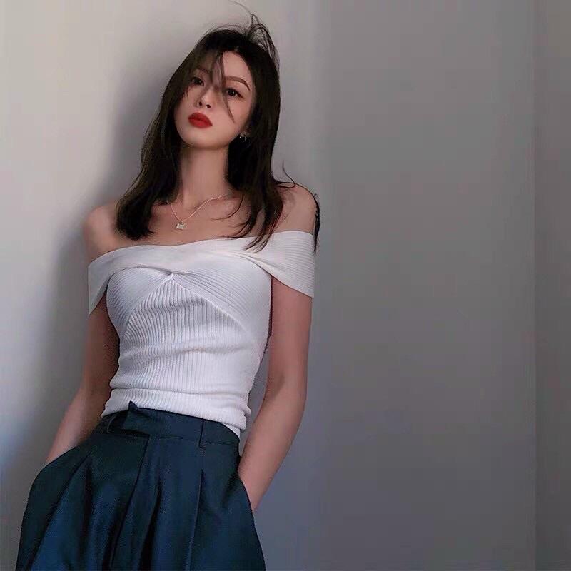 Áo len nữ kiểu cổ vắt chéo sexy hàng Quảng Châu