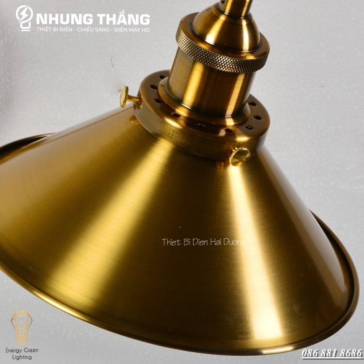 Đèn Treo Tường Đĩa Bay Lòng Sâu Thân Vàng Cao Cấp TN201-V - Decor Trang Trí Nhà Hàng , Quán Cafe Siêu Đẹp - Kèm Bóng T64