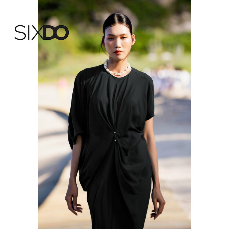 Đầm suông lụa SIXDO nhún eo sang trọng - Free size &lt; 65kg