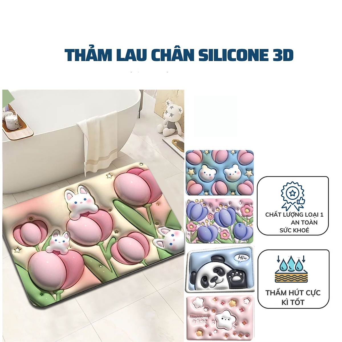 Thảm Chân 3D 60x40cm Màu Sắc Sống Động Đẹp Mắt