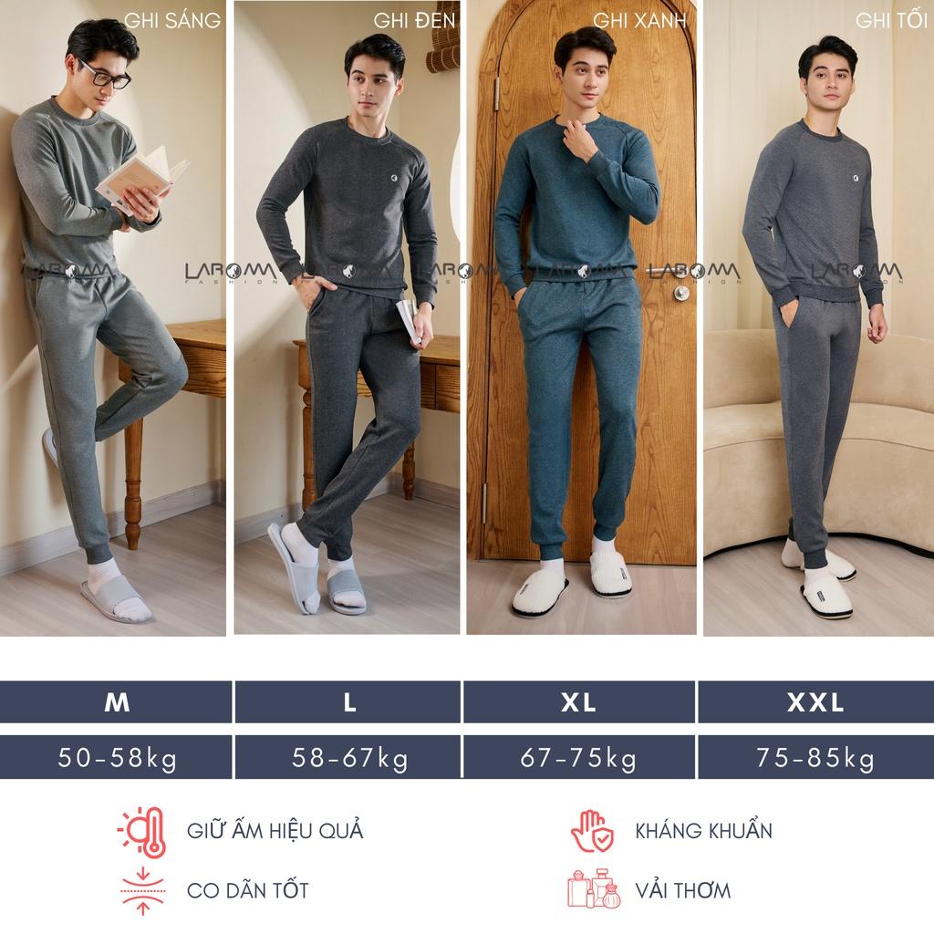Bộ Quần Áo Nỉ Thu Đông Cổ Chui Laroma Cho Nam | Sọc Đơn - Giữ Ấm - Vải Thơm - Kháng Khuẩn