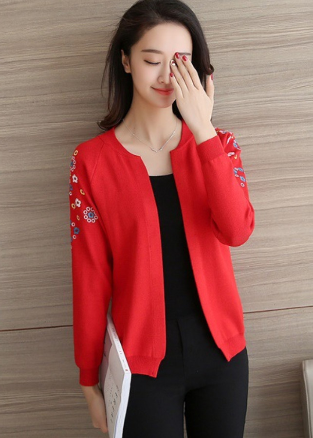 Áo Len Nữ Cardigan Áo Khoác Len Kiểu Hàn Quốc Thêu Hoa ALN020 MayHomes Thời Trang Thu Đông