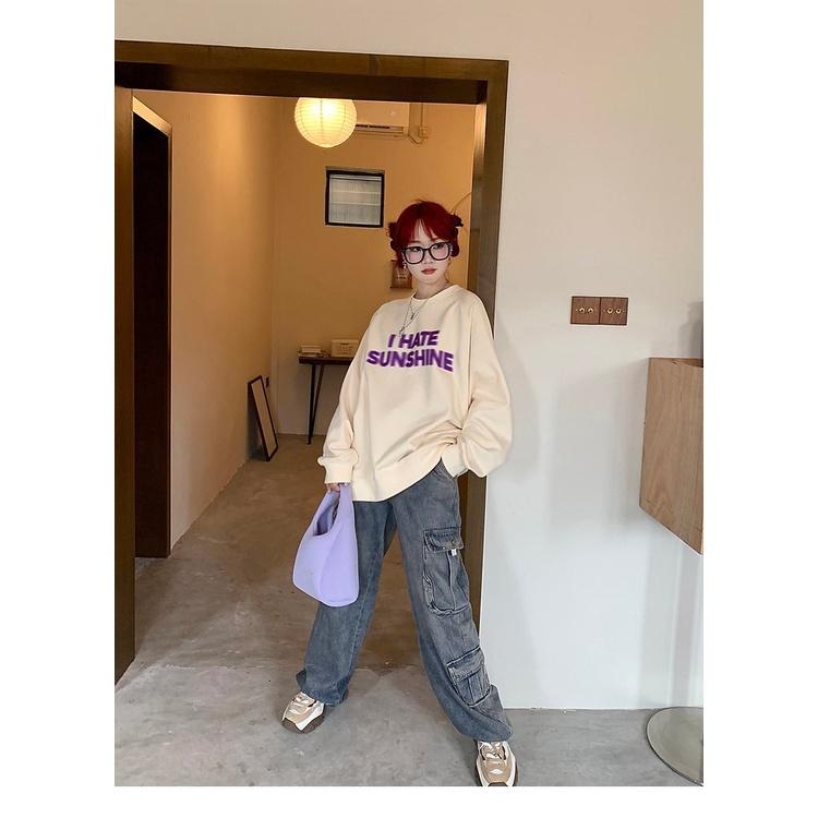 Áo Sweater Nỉ I HATE SUNSHINE Dài Tay Dáng Rộng