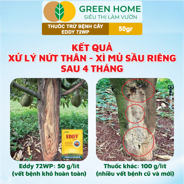Chế Phẩm EDDY 72WP GreenHome, Gói 50gr, Đặc Trị Vàng Lá, Thối Rễ, Mốc Sương, Nứt Thân, Xì Mủ