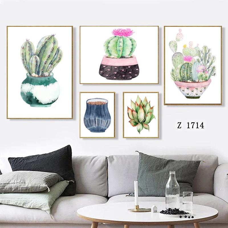 Bộ tranh khung canvas treo tường xương rồng