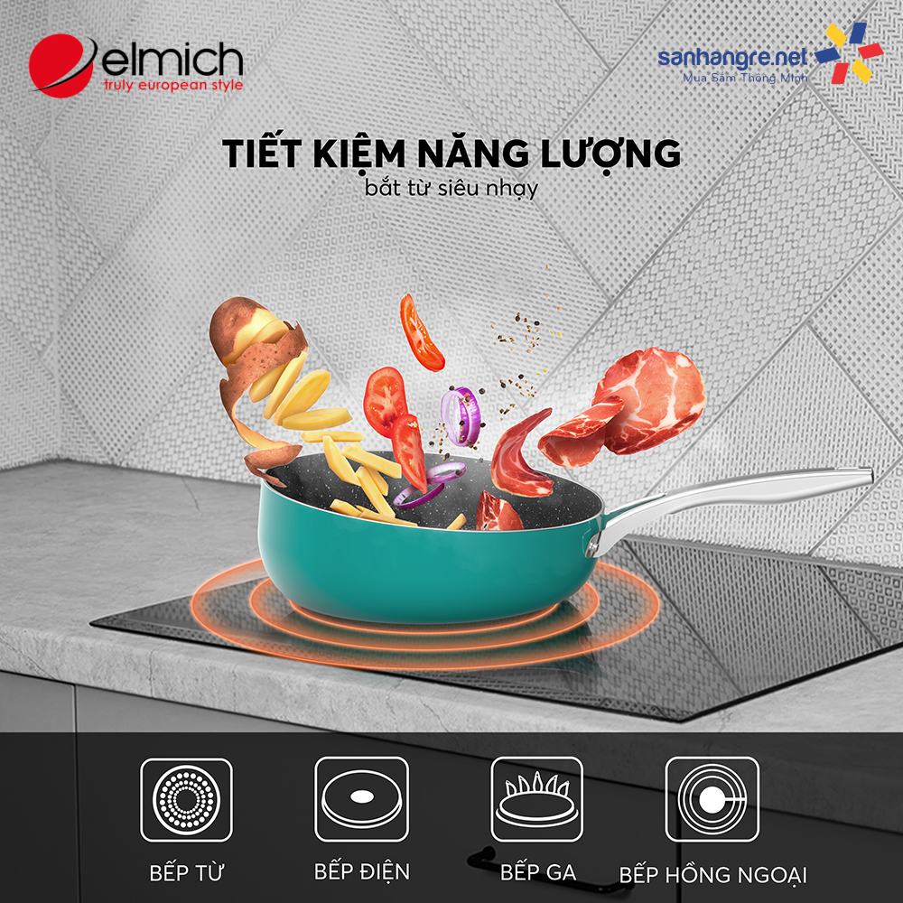 Chảo chống dính Full induction Elmich Hera EL8242 size 26cm - Hàng chính hãng