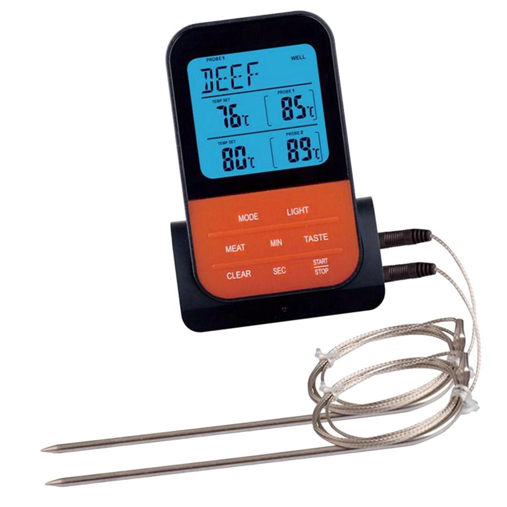 Wireless Meat BBQ Thermometer Remote Cooking Food Digital Grill Thermometer with Dual Probes for Oven Smoker Grill BBQ Thermometer