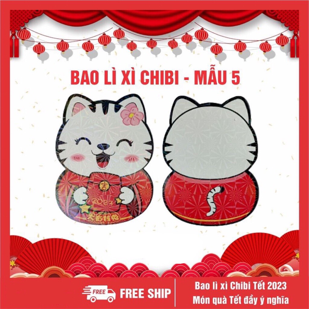 Bao lì xì chibi Tết 2023 cute dễ thương có phản quang - Giao mẫu ngẫu nhiên