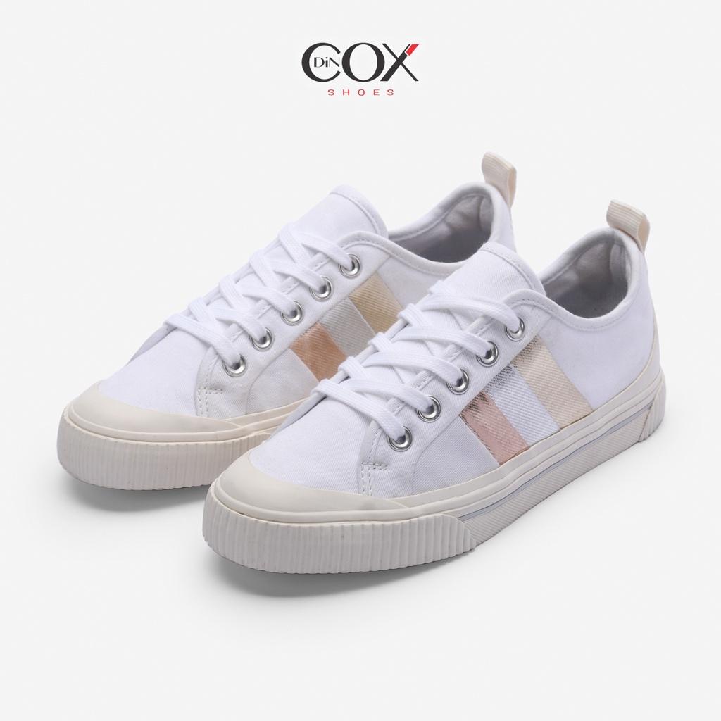 Giày Sneaker Bata Vải Canvas Nữ DINCOX C20 Nữ Tính Sang Trọng Methalic White