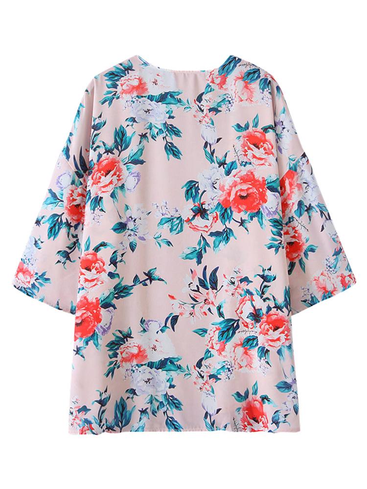 Áo khoác Cardigan in họa tiết hoa đơn giản cho hoạt động mùa hè, đi biển