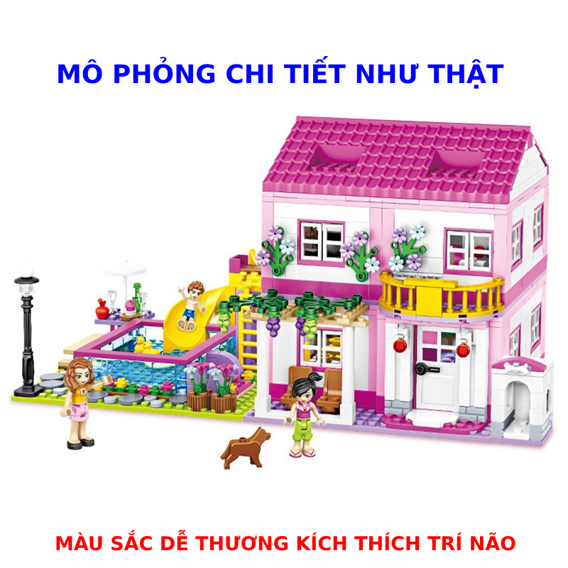 [Có sẵn] Đồ chơi lắp ráp Biệt thự mùa hè hai lớp giúp trẻ phát triển trí tuệ