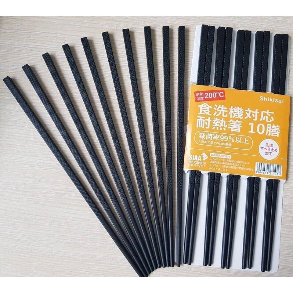 Vỉ đũa 10 đôi kháng khuẩn, chống mốc, chống trơn trượt khi ăn, hàng xuất Nhật cao cấp