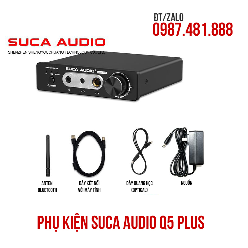 SUCA AUDIO Q5 Plus - DAC giải mã âm thanh lên đến 32bit/384Khz, tặng dây AV xịn - Hàng chính hãng