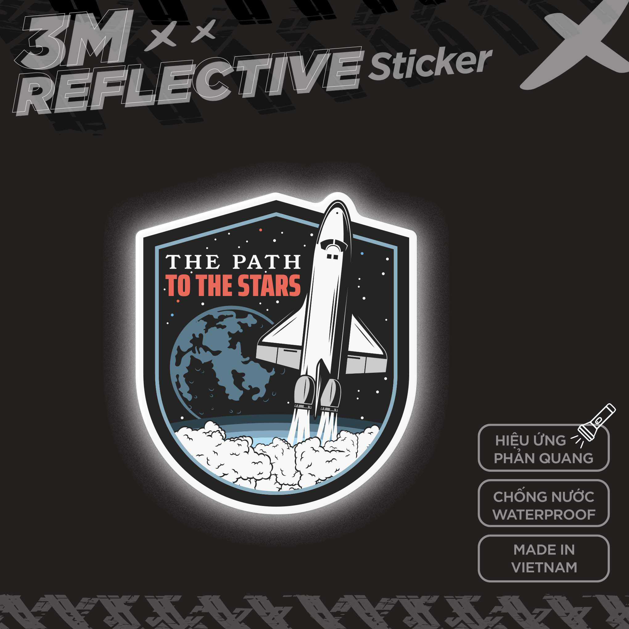 THE PATH TO THE STARS SPACE LOGO 3M - Reflective Sticker Die-cut Hình phản quang STICKER FACTORY