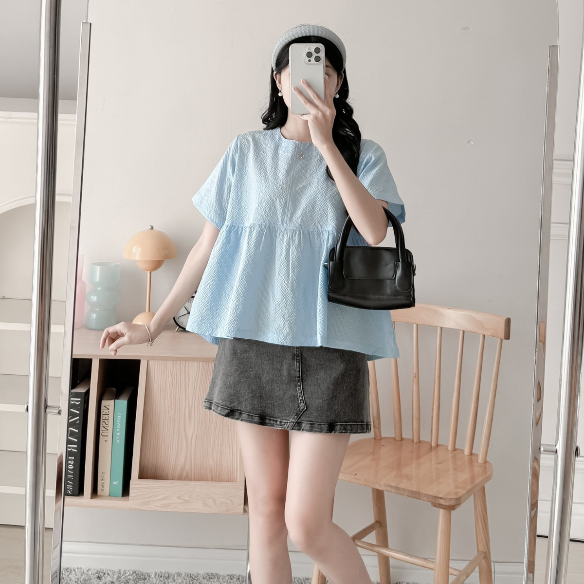 Chân váy Jeans kiểu basic dễ phối đồ form chữ a tôn dáng Vaella Miều Est.2013