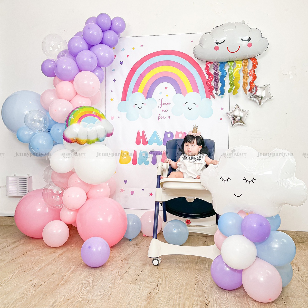 Set Trang Trí Sinh Nhật Cho Bé - Cầu Vồng