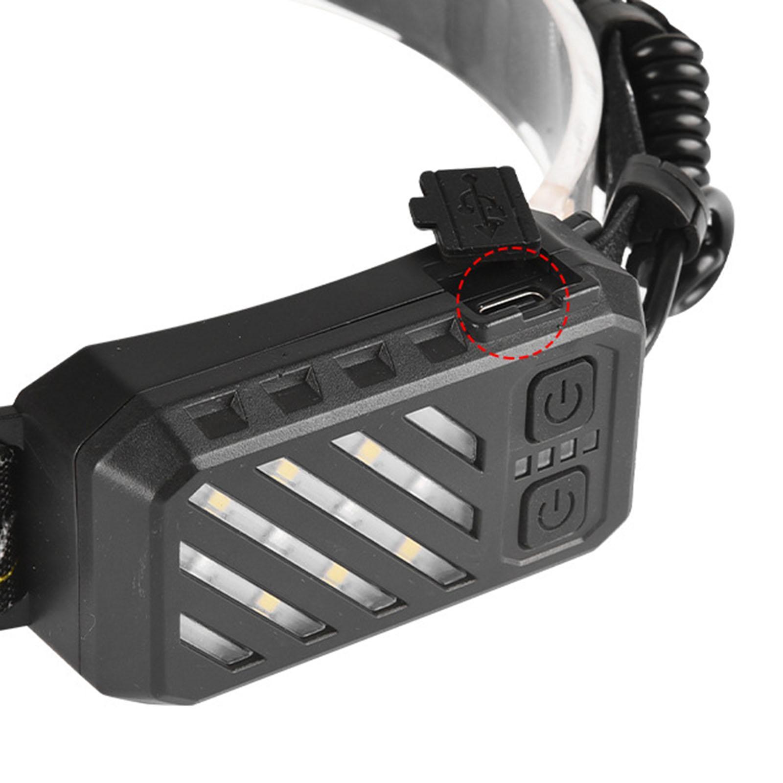 USB Headlamp Flashlight, LED Head Lamp Waterproof COB Headlight Head Lamp with 7 Light Modes for Outdoor Cycling Fishing Running Camping Climbing