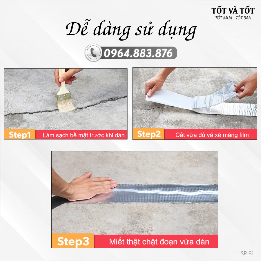 Băng dính chống thấm chống dột kích thước 5cmx5m