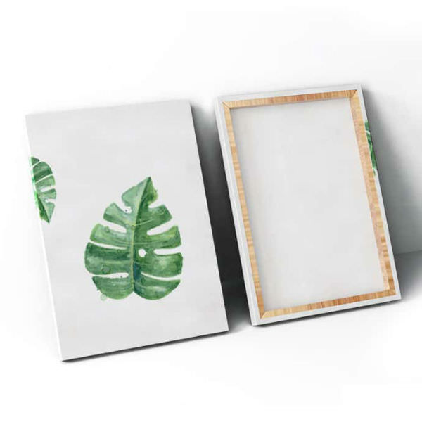 Bộ 4 Tranh Canvas Viền Composite Trang Trí Phòng Khách "Hoa Lá" W056