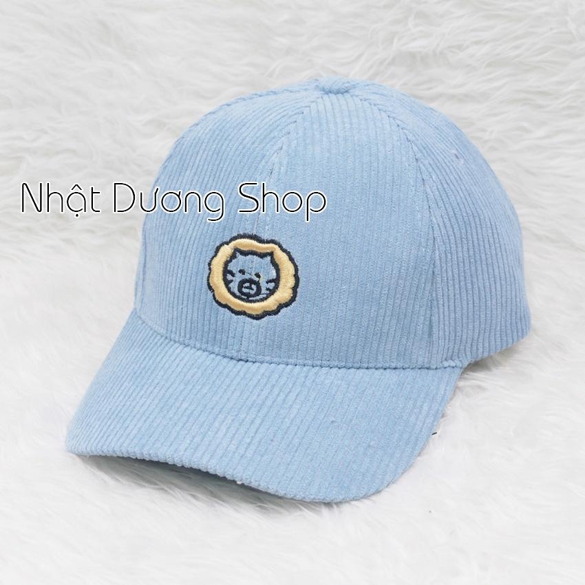 Mũ lưỡi trai, Nón kết nhung sớ đũa thêu hình mặt sư tử phù hợp cho cả nam và nữ.