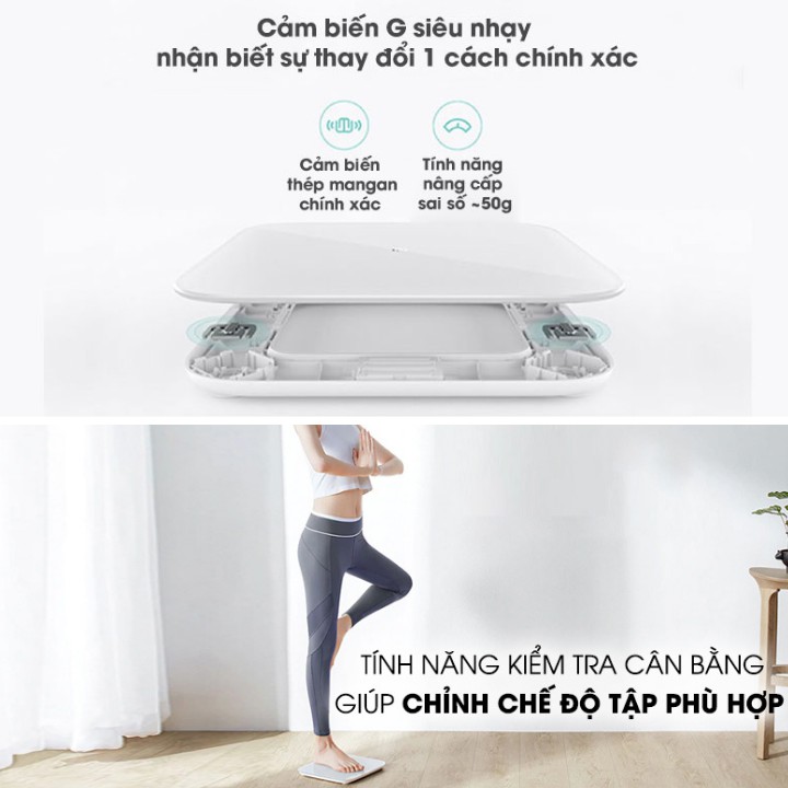 Cân điện tử thông minh Xiaomi Sothing Gen 2, tải trọng tối đa 120kg, kết nối theo dõi qua app- Hàng chính hãng