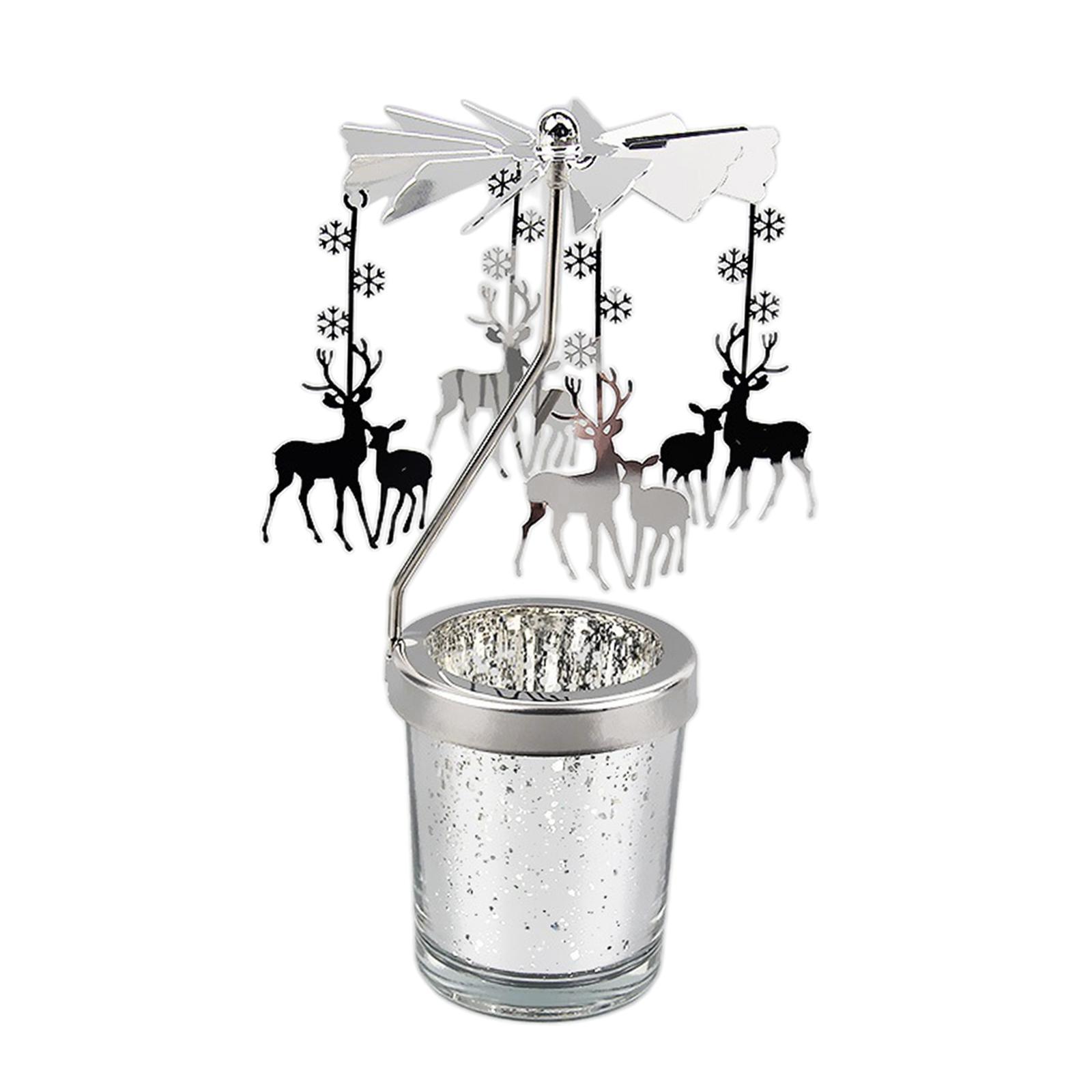 2Pcs Romantic Rotating Candle Holder Tea Light Candle Holder for Table