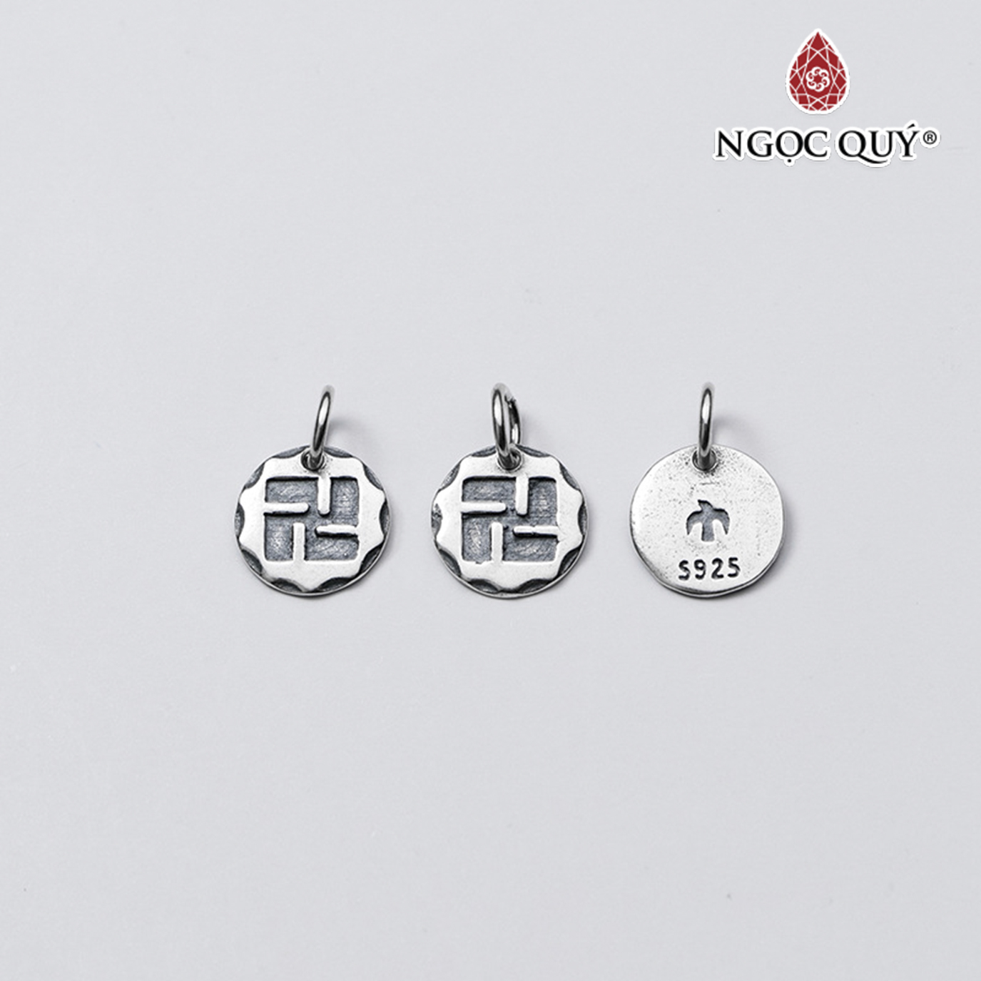 Charm bạc hình chữ vạn treo - Ngọc Quý Gemstones