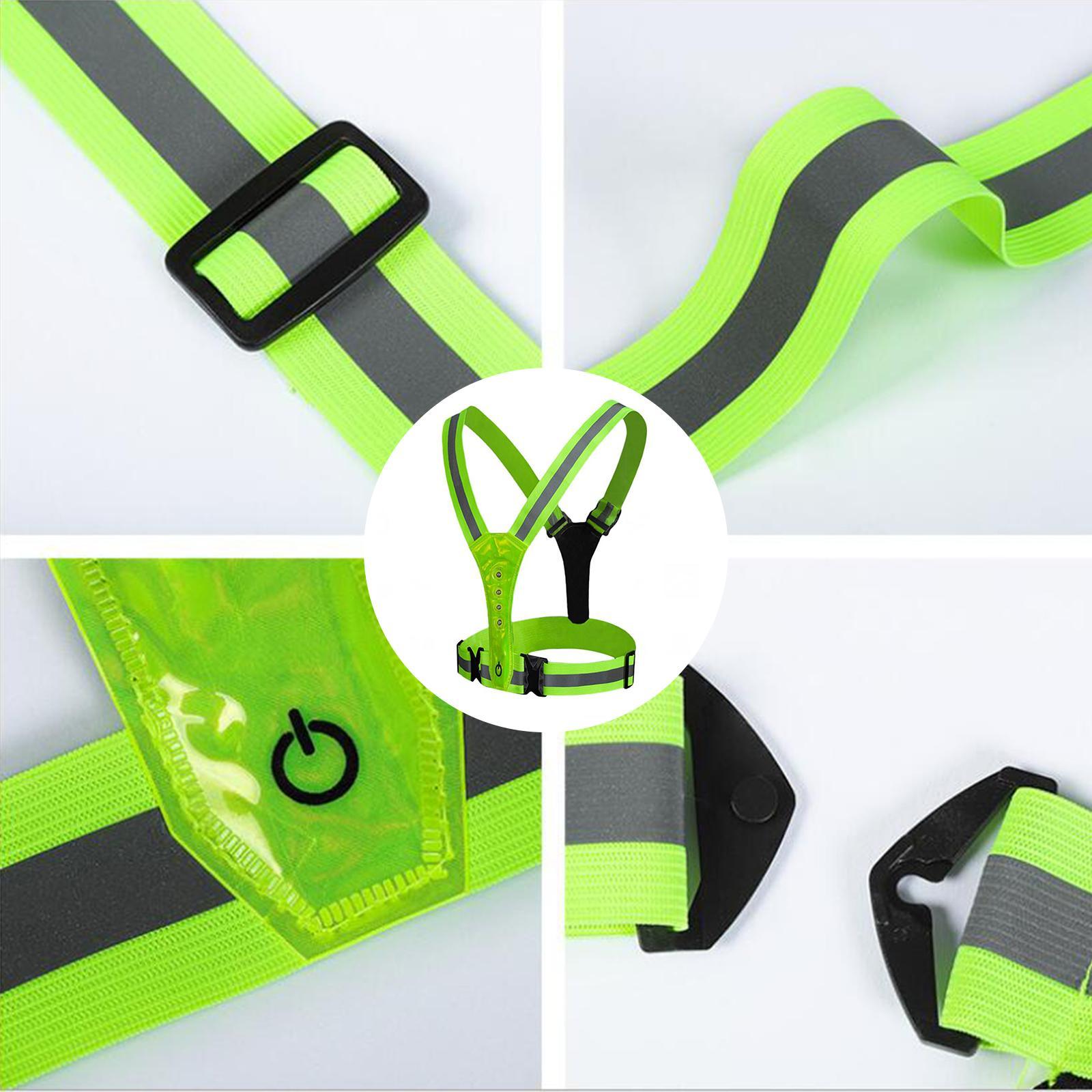 Reflective Vest Running Gear, Running Lights for Runners, USB Rechargeable Adjustable Safety Vest for Men Women, LED Light Up Vest