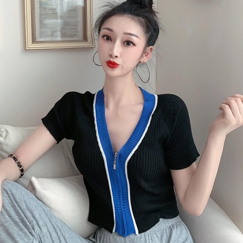 Áo Khoác Cardigan Ngắn Tay Cổ Chữ V Xinh Xắn Dành Cho Nữ